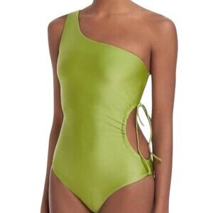 NWT Jade Swim Sena Green One Shoulder Cutout Monokini 1 Piece Swimsuit Size XS